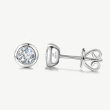 Classic Bezel Round Lab Grown Stud Earrings