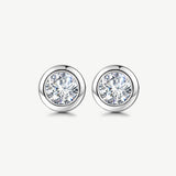Classic Bezel Round Lab Grown Stud Earrings
