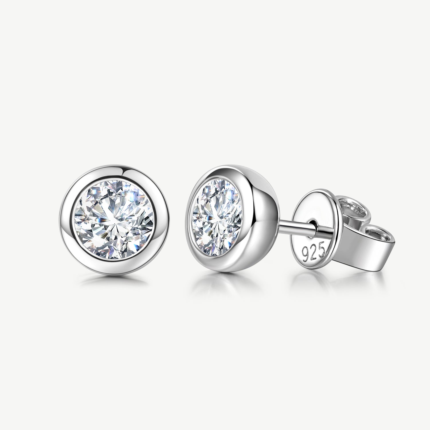 Classic Bezel Round Lab Grown Stud Earrings