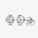 Classic Bezel Round Lab Grown Stud Earrings
