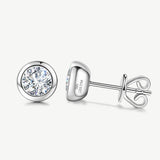 Classic Bezel Round Lab Grown Stud Earrings