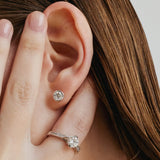 Classic Bezel Round Lab Grown Stud Earrings