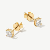 "Crown of Light" Princess Cut Lab Grown Diamond Stud Earrings in 14K Solid Gold
