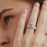 Oval Cut Channel Set Baguette Diamond Engagement Promise Ring in Sterling Silver