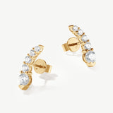 "Brilliant Curve" Classic Wave Lab Grown Diamond Stud Earrings in 14K Solid Gold
