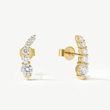 "Brilliant Curve" Classic Wave Lab Grown Diamond Stud Earrings in 14K Solid Gold