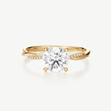 Round Lab Grown Diamond Petite Twisted Vine  Engagement Ring in 14K Gold