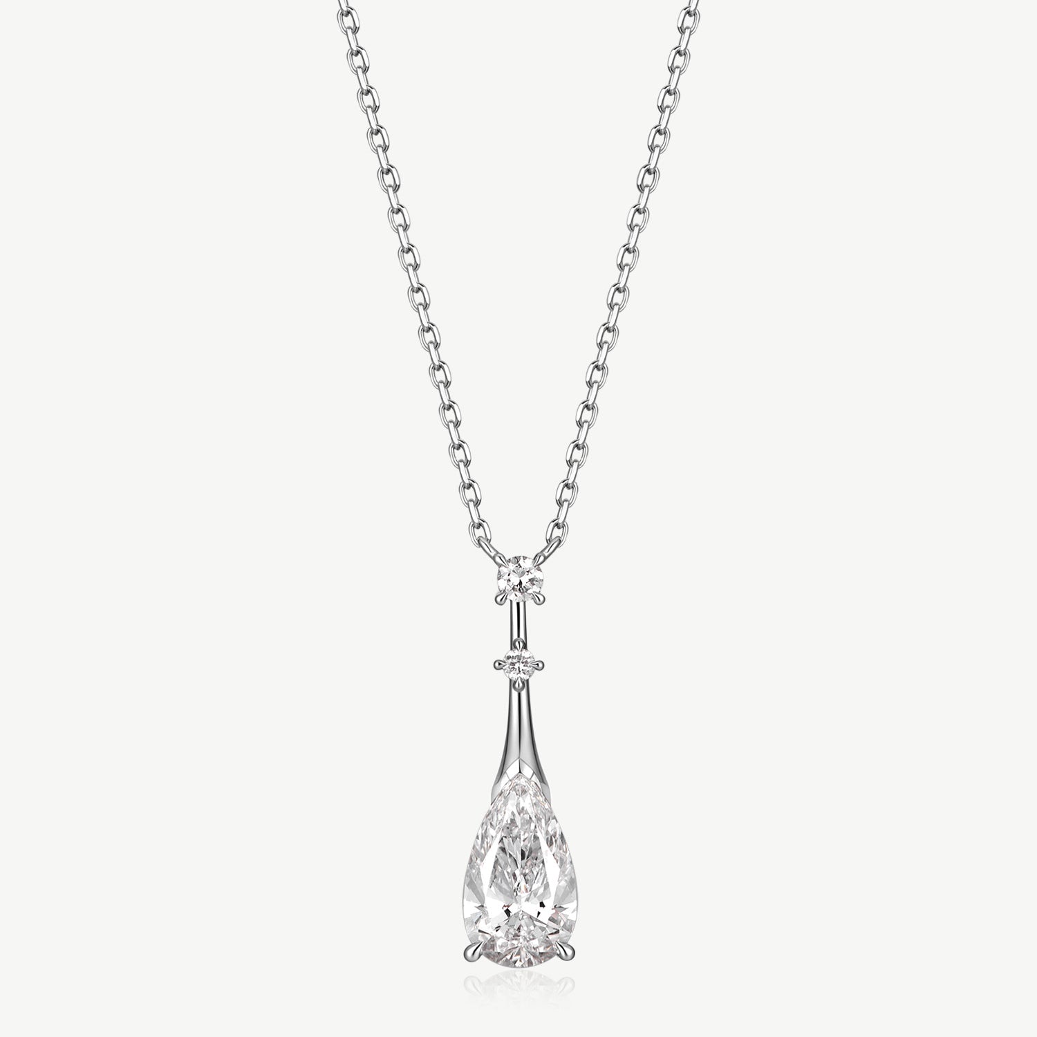Pear Cut Solitaire Lab-Grown Diamond Pendant Necklace in Platinum