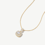 "Halo of Light" Lab Grown Diamond Pendant Necklace in 14K Solid Gold