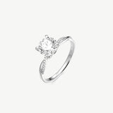 Round Lab Grown Diamond Petite Twisted Vine  Engagement Ring in 14K Gold