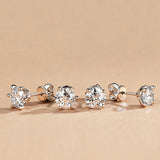 "Elegant Light" Classic Six Prong Round Lab Grown Stud Earrings