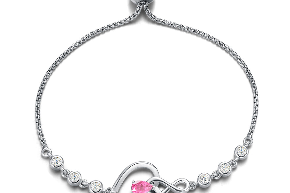 Agvana "Infinity Love" Birthstone Created Gemstone Sterling Silver Tennis Bracelet