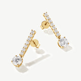 "Drop of Light" Dangling Bar Lab Grown Diamond Post Earrings in 14K Solid Gold