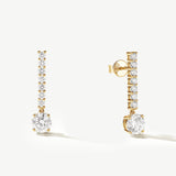 "Drop of Light" Dangling Bar Lab Grown Diamond Post Earrings in 14K Solid Gold