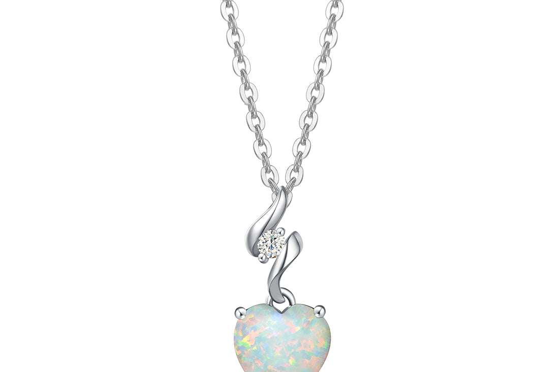 Agvana Gemstone Heart Birthstone Sterling Silver Necklace