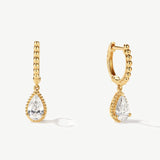 "Echo of Light" Dangling Pear Shaped Lab Grown Diamond Huggie Hoops in 14K Solid Gold (0.74 Ct. Tw. )