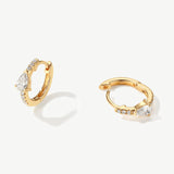 "Radiance Embraced" Pave Diamond Fancy Cut Huggie Hoop Earrings in 14K Solid Gold
