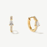 "Radiance Embraced" Pave Diamond Fancy Cut Huggie Hoop Earrings in 14K Solid Gold