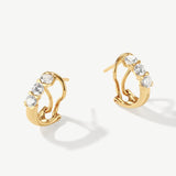 "Trio of Light" Leverback Hoop Earrings With Lab Grown Diamond in 14K Solid Gold