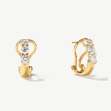 "Trio of Light" Leverback Hoop Earrings With Lab Grown Diamond in 14K Solid Gold