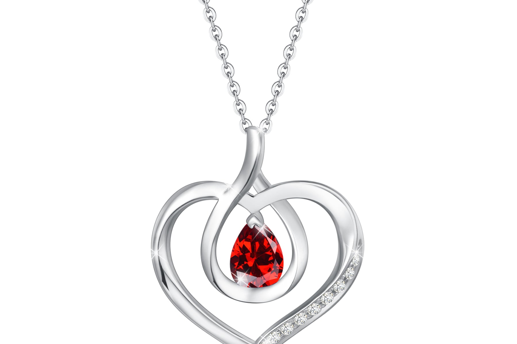 Agvana Forever Love Birthstone Created Gemstone Sterling Silver Necklace