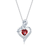 Agvana "Rosy Reverie" Rose & Heart Birthstone Gemstone Sterling Silver Necklace