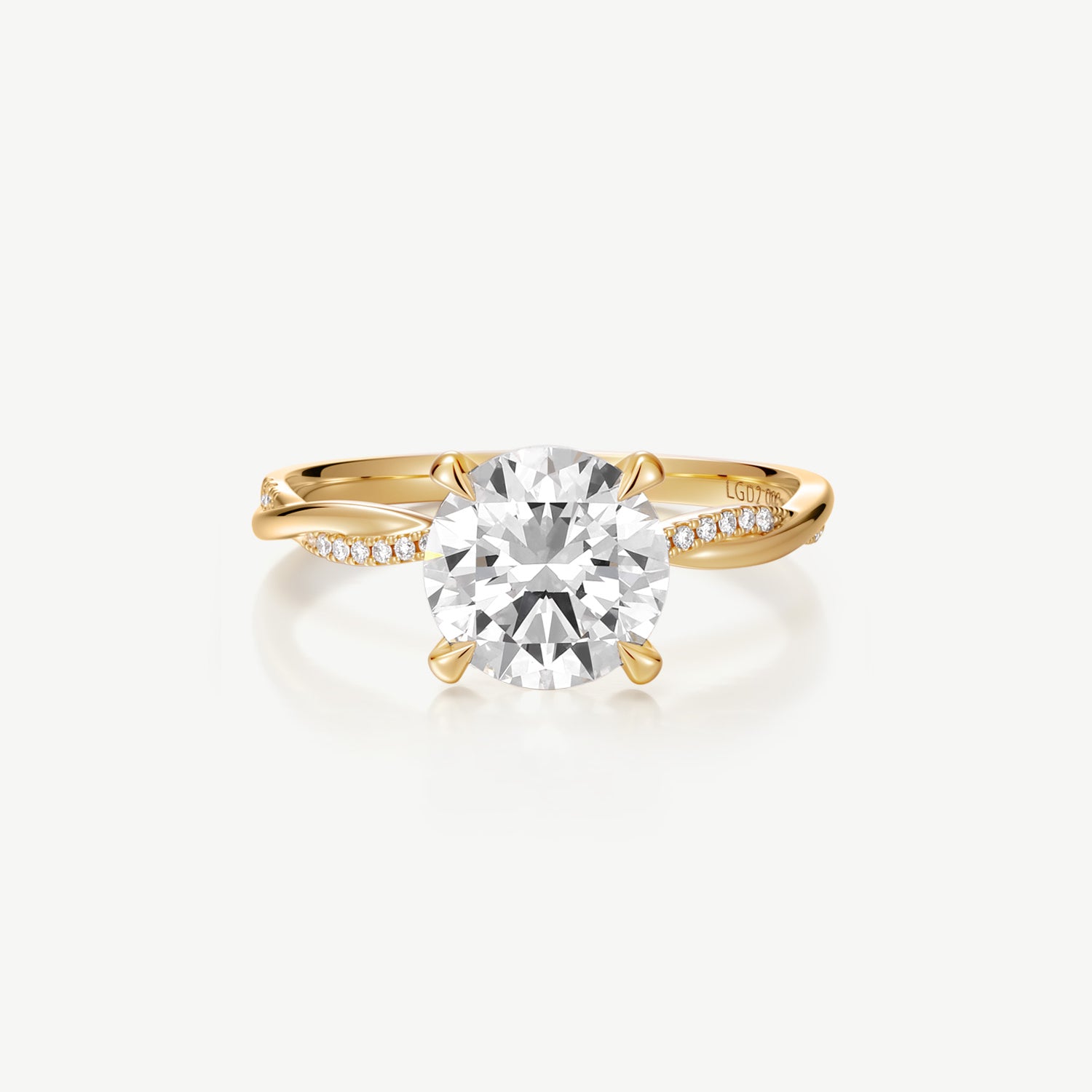 Round Lab Grown Diamond Petite Twisted Vine  Engagement Ring in 14K Gold