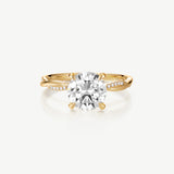 Round Lab Grown Diamond Petite Twisted Vine  Engagement Ring in 14K Gold