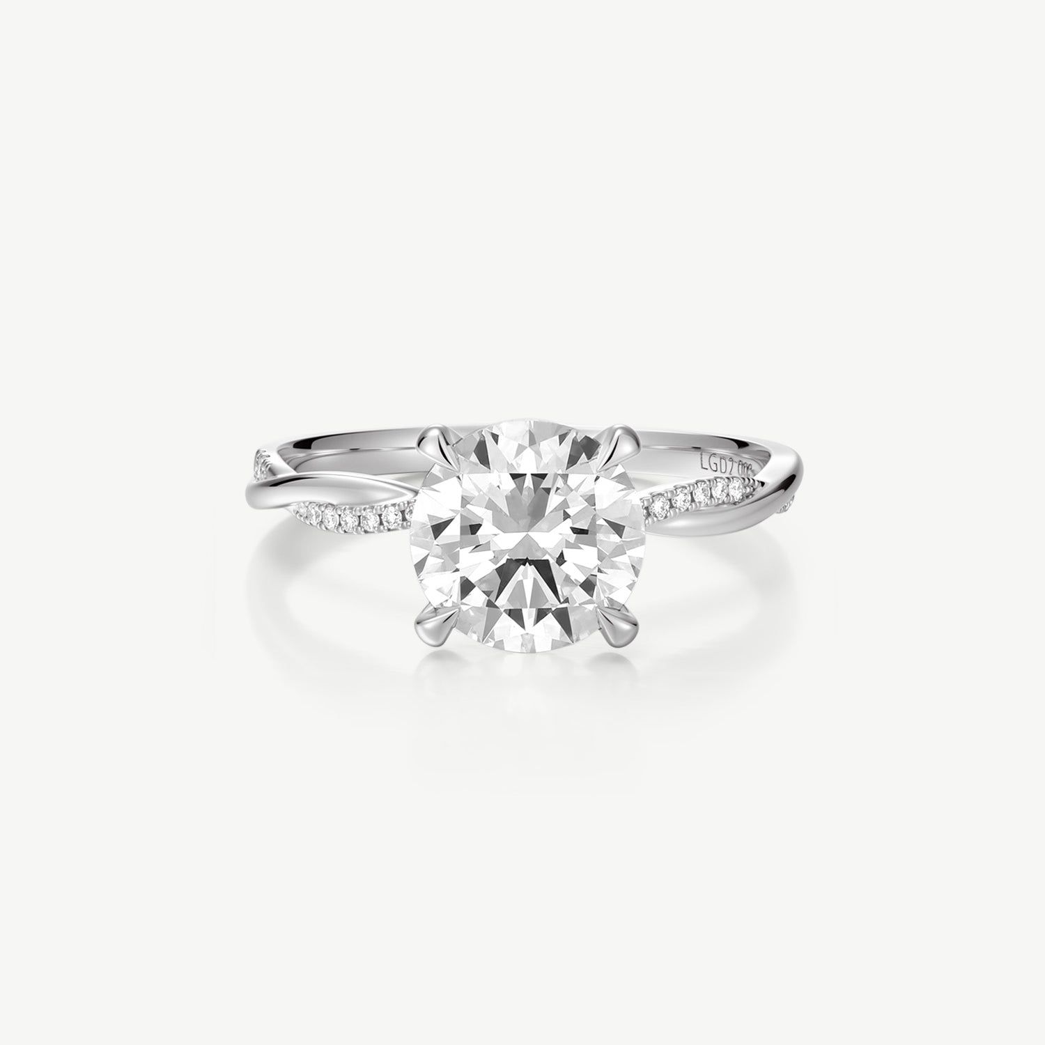 Round Lab Grown Diamond Petite Twisted Vine  Engagement Ring in 14K Gold