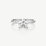 Round Lab Grown Diamond Petite Twisted Vine  Engagement Ring in 14K Gold