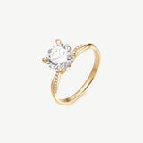 Round Lab Grown Diamond Petite Twisted Vine  Engagement Ring in 14K Gold