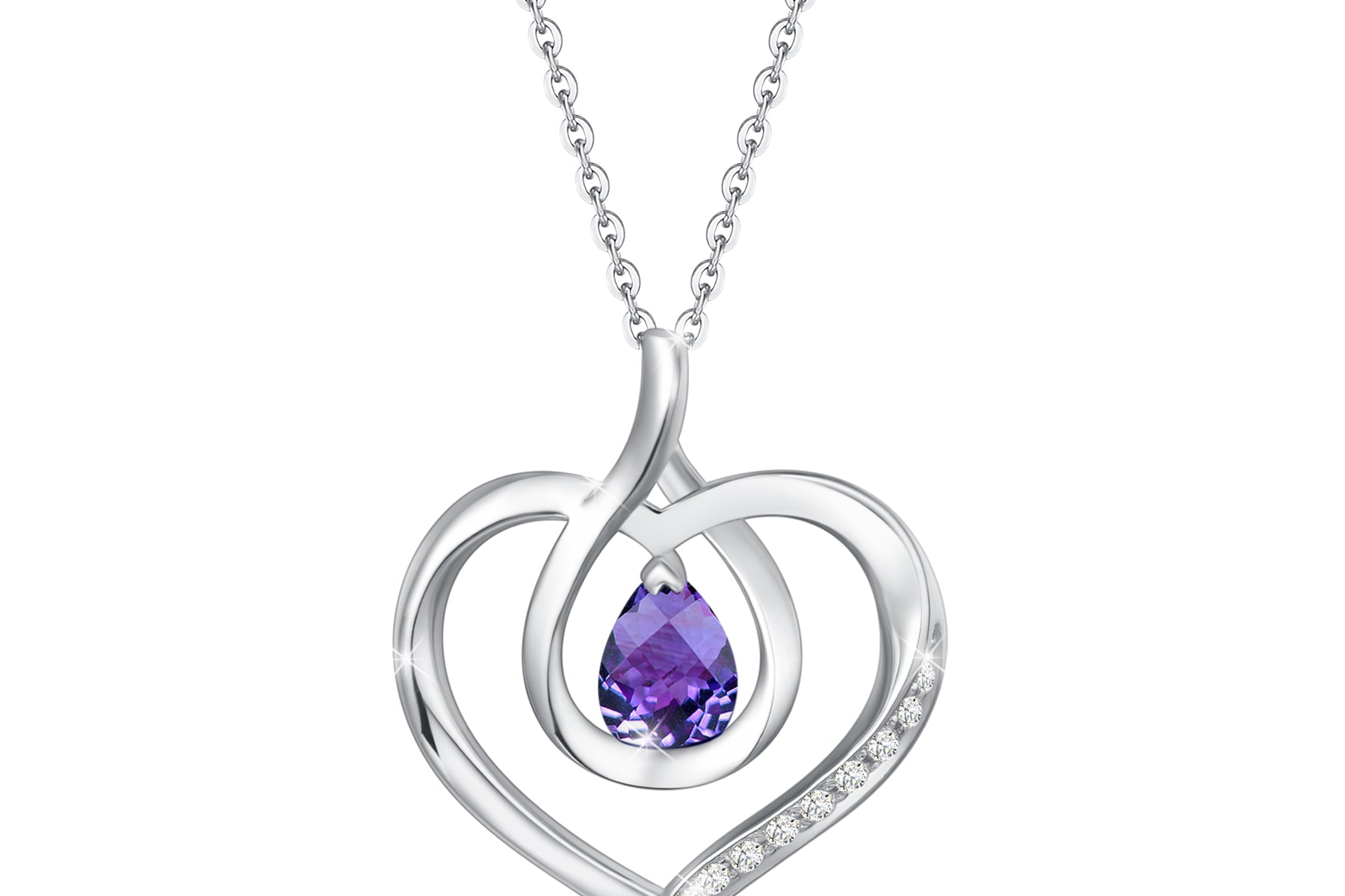 Agvana Forever Love Birthstone Created Gemstone Sterling Silver Necklace