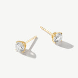 "Glow of Brilliance" Four Prong Lab Diamond Stud Earrings in 14K Real Gold