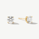 "Glow of Brilliance" Four Prong Lab Diamond Stud Earrings in 14K Real Gold