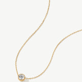 "Ray of Light" Bezel Setting Round Lab Grown Diamond Pendant Necklace in 14K Solid Gold