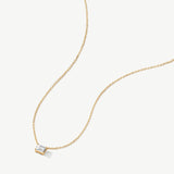 "Refined Radiance" Emerald Cut Lab Grown Diamond Solitaire Necklace in 14K Gold