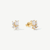 "Aurora Cluster" Lab Grown Diamond Cluster Stud Earrings in 14K Solid Gold