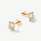"Aurora Cluster" Lab Grown Diamond Cluster Stud Earrings in 14K Solid Gold