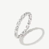 "Shimmer of Joy" Round And Emerald Shaped Diamond Eternity Band Ring in 14K Solid Gold