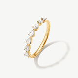 "Path of Evermore" Pear Cut Diamond Half Eternity Band Ring in 14K Solid