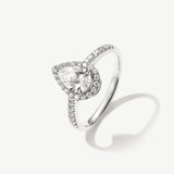 "Timeless Accord" Halo Pear Shape One Carat Diamond Engagement Ring in 14K Solid Gold