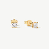"Crown of Light" Princess Cut Lab Grown Diamond Stud Earrings in 14K Solid Gold