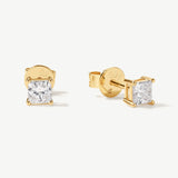 "Crown of Light" Princess Cut Lab Grown Diamond Stud Earrings in 14K Solid Gold
