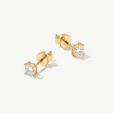 "Crown of Light" Princess Cut Lab Grown Diamond Stud Earrings in 14K Solid Gold