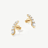 "Brilliant Curve" Classic Wave Lab Grown Diamond Stud Earrings in 14K Solid Gold