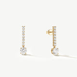 "Drop of Light" Dangling Bar Lab Grown Diamond Post Earrings in 14K Solid Gold