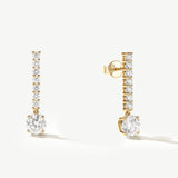 "Drop of Light" Dangling Bar Lab Grown Diamond Post Earrings in 14K Solid Gold