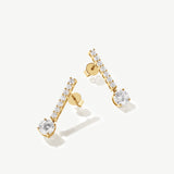 "Drop of Light" Dangling Bar Lab Grown Diamond Post Earrings in 14K Solid Gold