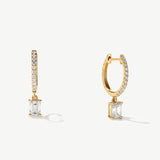 "Emerald Grace" Emerald Shaped Lab Grown Diamond Dangle Earrings in 14K Solid Gold