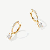 "Emerald Grace" Emerald Shaped Lab Grown Diamond Dangle Earrings in 14K Solid Gold